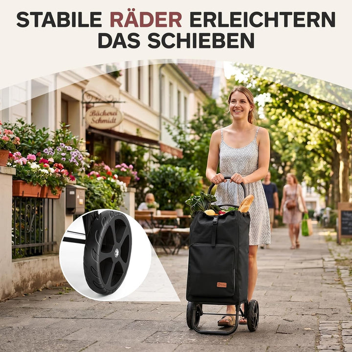Sekey Einkaufstrolley klappbar, 50L Einkaufstasche mit Kühlfach, Aluminiumrahmen, Faltbarer Einkaufs