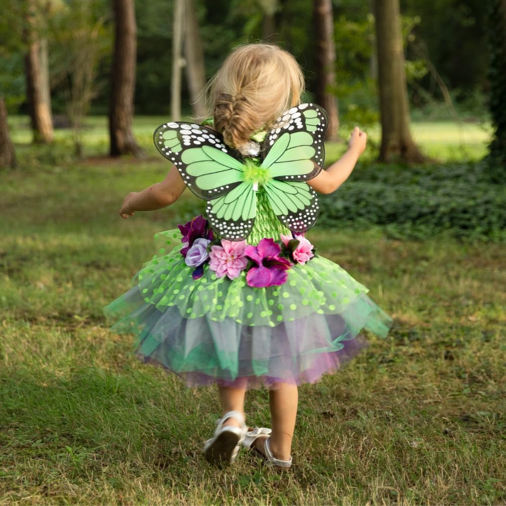 Trullala Feenkleid grün mit Flügeln, Grösse: M (4-6 Jahre)