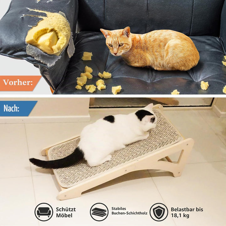 PETKARAY Kratzbrett Katze, 68 cm Hohe L-förmiger Sisal Kratzsäule, Dual-Use Kratzpads für Katzen, Ka