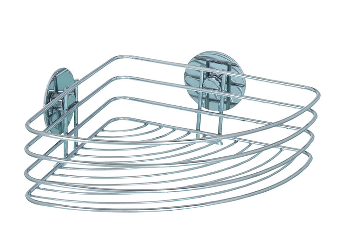 WENKO Turbo-Loc Eckablage, Badeck Ablage, Bis 40 kg belastbar, Verchromter Stahl, 26,5 x 10,5 x 20 c