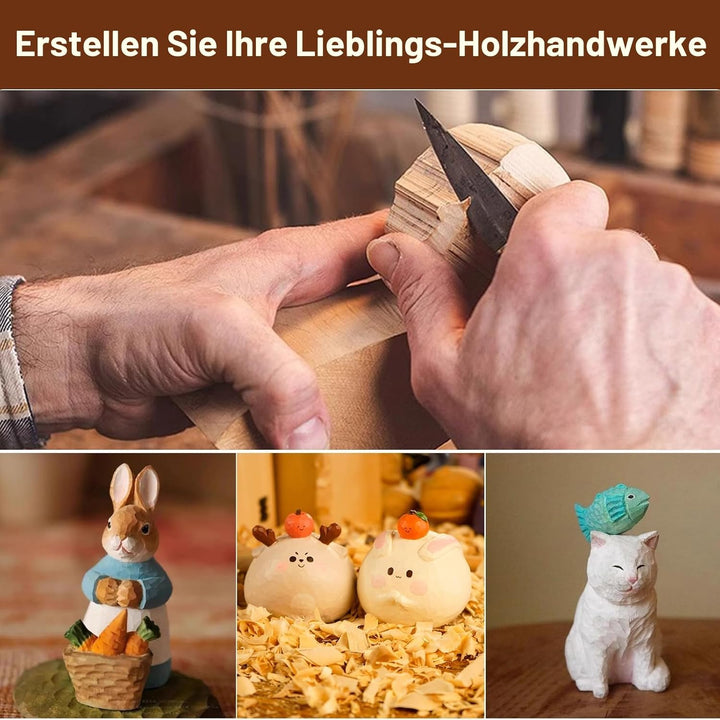Holz Schnitzwerkzeug Set für Kinder und Anfänger, Holz Schnitzen Set mit 8PCS Lindenholz, Holzschnit