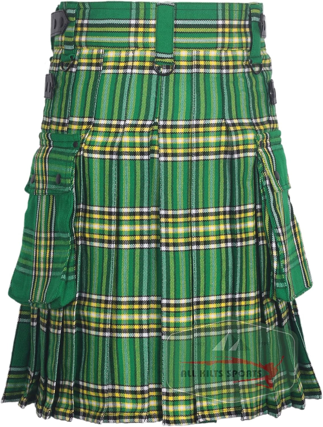 All Kilts Sports Utility-Kilt für Herren aus Acrylwolle mit Lederriemen Irish Heritage 30, Irish Her
