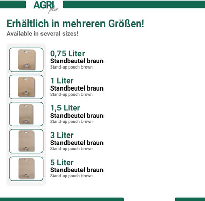 AGRI plus Standbeutel 20 Stück 3,0 Liter braun | Anzahl und Grösse wählbar | Bag in Box Beutel 0,75-