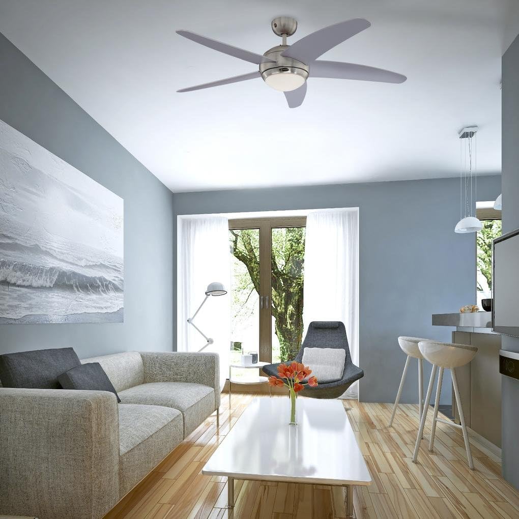 132 cm Deckenventilator Bendan 72220 mit Einzelleuchte und fünf Flügeln, Ausführung in seidenmattem