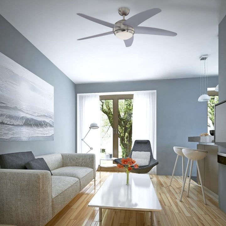 132 cm Deckenventilator Bendan 72220 mit Einzelleuchte und fünf Flügeln, Ausführung in seidenmattem