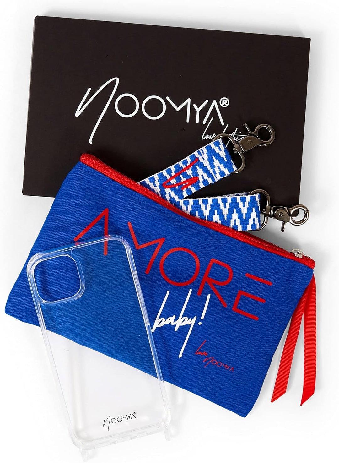 NOOMYA® Premium Fashion Handykette | Set Handyhülle iPhone 13 & Handyband True Blue | Handygurt zum