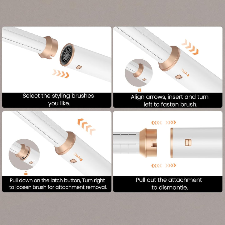 Hairstyler 5 in 1 Hair Styler Set, Haarstyler mit Luft Lockenstab Föhn Thermal Brush Glättbürste, Mu