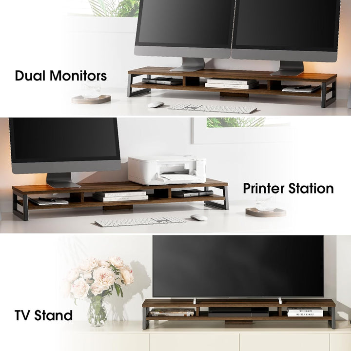 Fenge Dual Monitorständer Riser 108cm Grosse Computer Bildschirmständer für PC/Laptop/Fax/Drucker/TV