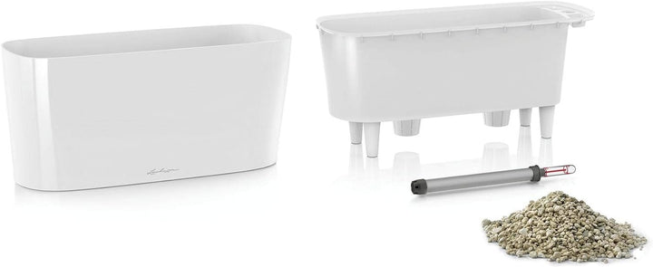 LECHUZA DELTA 20 weiss hochglanz 15560 Weiss Hochglanz 40x15x18 cm Tischgefäss, Weiss Hochglanz 40x1