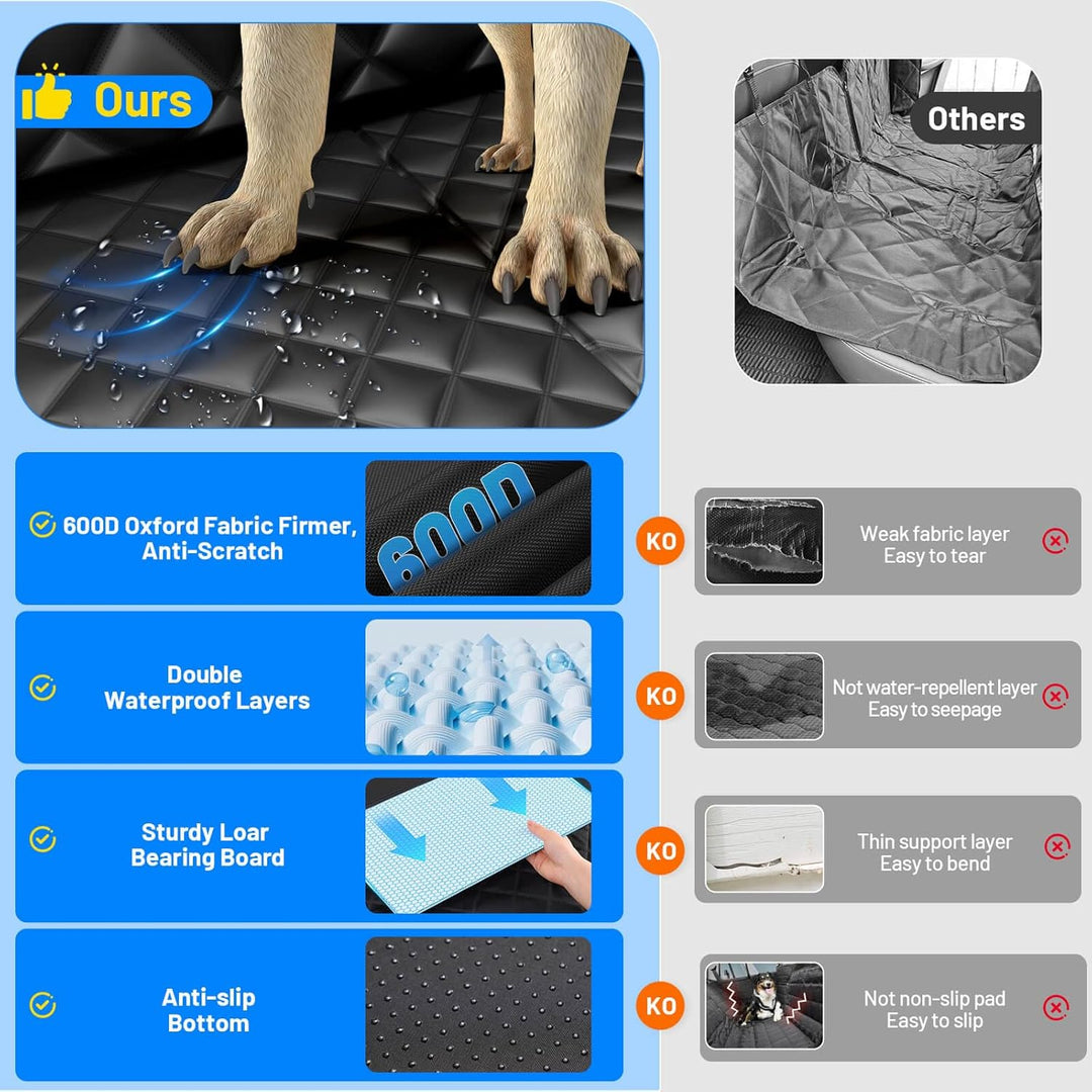 Hundedecke Auto Rückbank, Harter Unterseit Hundedecke Auto Wasserdicht/rutschfest/Rasierfest/Einklap