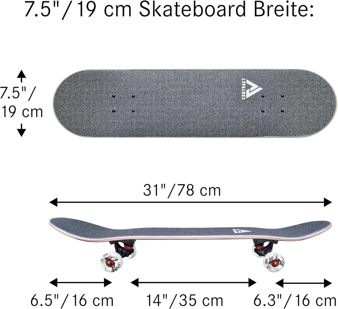 CONTRACT 5 Komplett Skateboard Fina - für Kinder und Jugendliche - 7-lagiges Ahornholz Deck - Medium