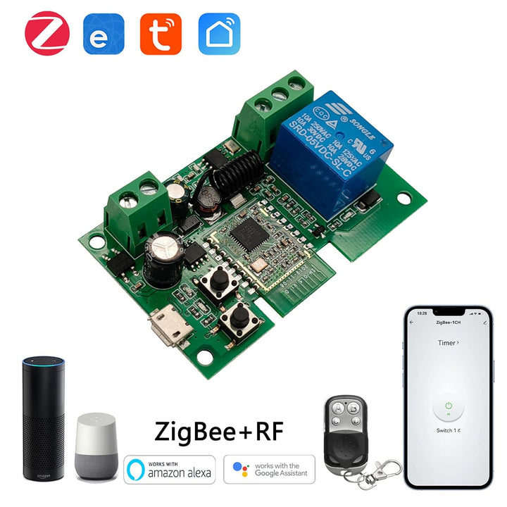 Jane Eyre Zigbee Tuya Smart 1 Kanal Smart Relais mit 433 RF Fernbedienung, USB5V DC7-32V augenblickl