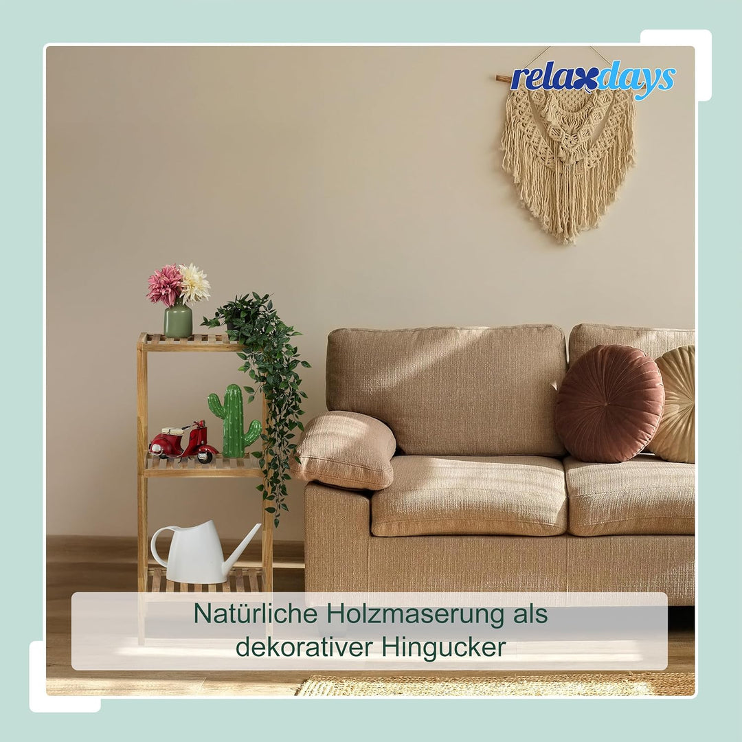 Relaxdays Badregal Walnuss, HBT 113x35,5x35,5 cm, 4 Ablagen, quadratisch, Standregal Küche, Badezimm