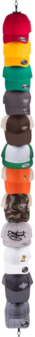 2Stoned Cap-Rack XXL Kappenhalter in Schwarz mit 12 Clips zum Aufhängen von bis zu 36 Baseball Caps
