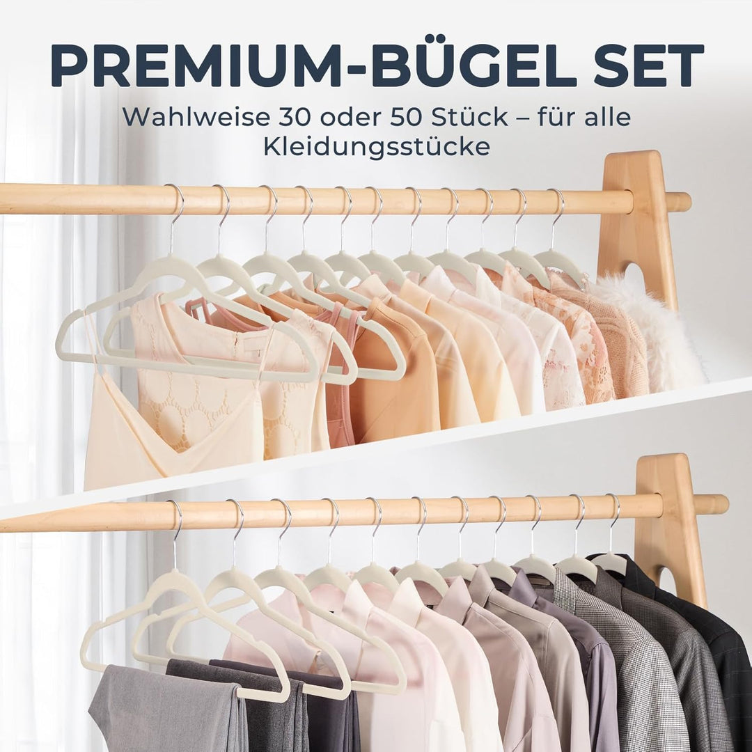 HOUSE DAY Kleiderbügel Samt 50er Set, Kleiderbügel Platzsparend, Bügel rutschfest und Samtbügel Schm