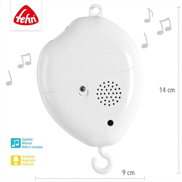 Fehn MP3 Mobilewerk mit Nachtlicht – Elektronisches Mobile-Spielwerk mit Licht, Musik & Rotation – s