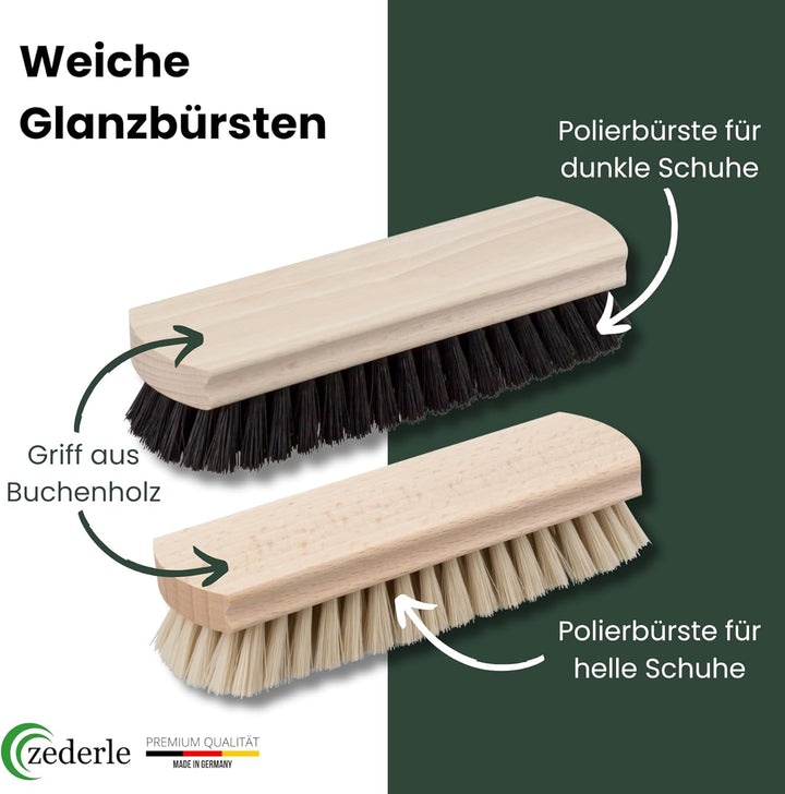 zederle Schuhputzsets – 9 teilig für Glattleder Wildleder Nubukleder inkl. Aufbewahrungskarton als S