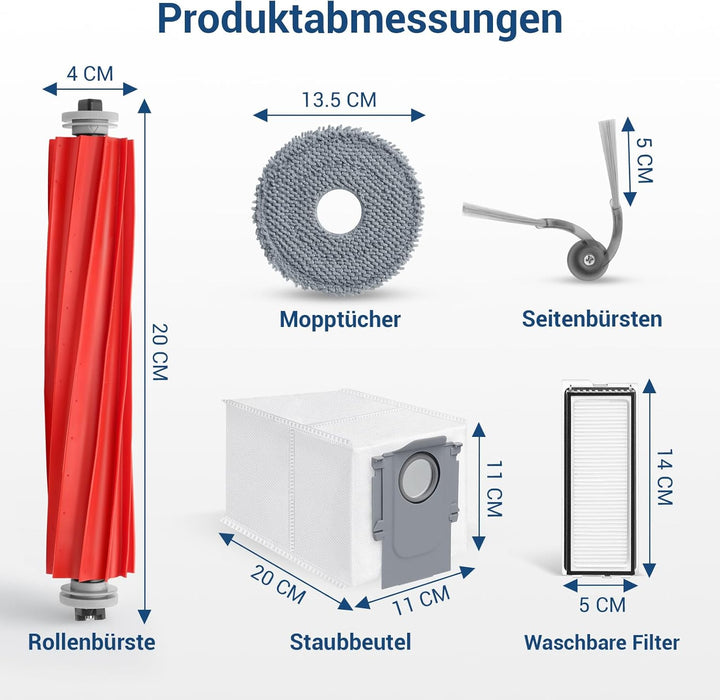 26 Stück Zubehör für Roborock QV 35A, QV 35S Saugroboter Ersatzteile, 2 Hauptbürsten, 4 HEPA-Filter,