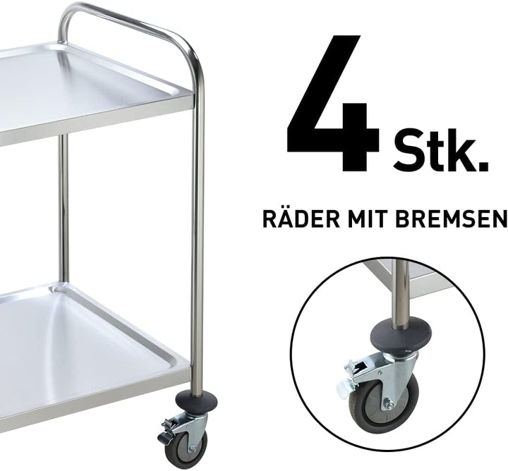 BPT servierwagen Edelstahl küchenwagen auf Rollen mit runder Griff,rollwagen für Restaurants Mit 4-B