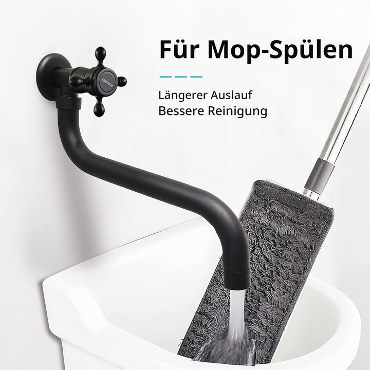 KOPYFANTAP Wasserhahn Wandmontage Kaltwasser, Messing Wand 360°Drehbar Waschtischarmatur, Single Kal