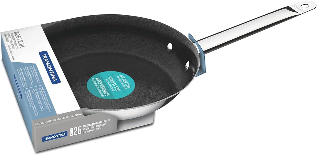 Tramontina Pfanne, Ø 26 cm, Edelstahl, antihaftbeschichtet, tiefe Bratpfanne, beschichtete Bratpfann