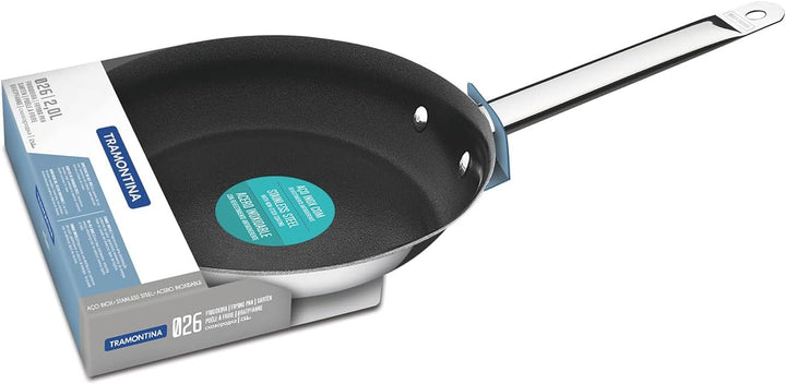 Tramontina Pfanne, Ø 26 cm, Edelstahl, antihaftbeschichtet, tiefe Bratpfanne, beschichtete Bratpfann