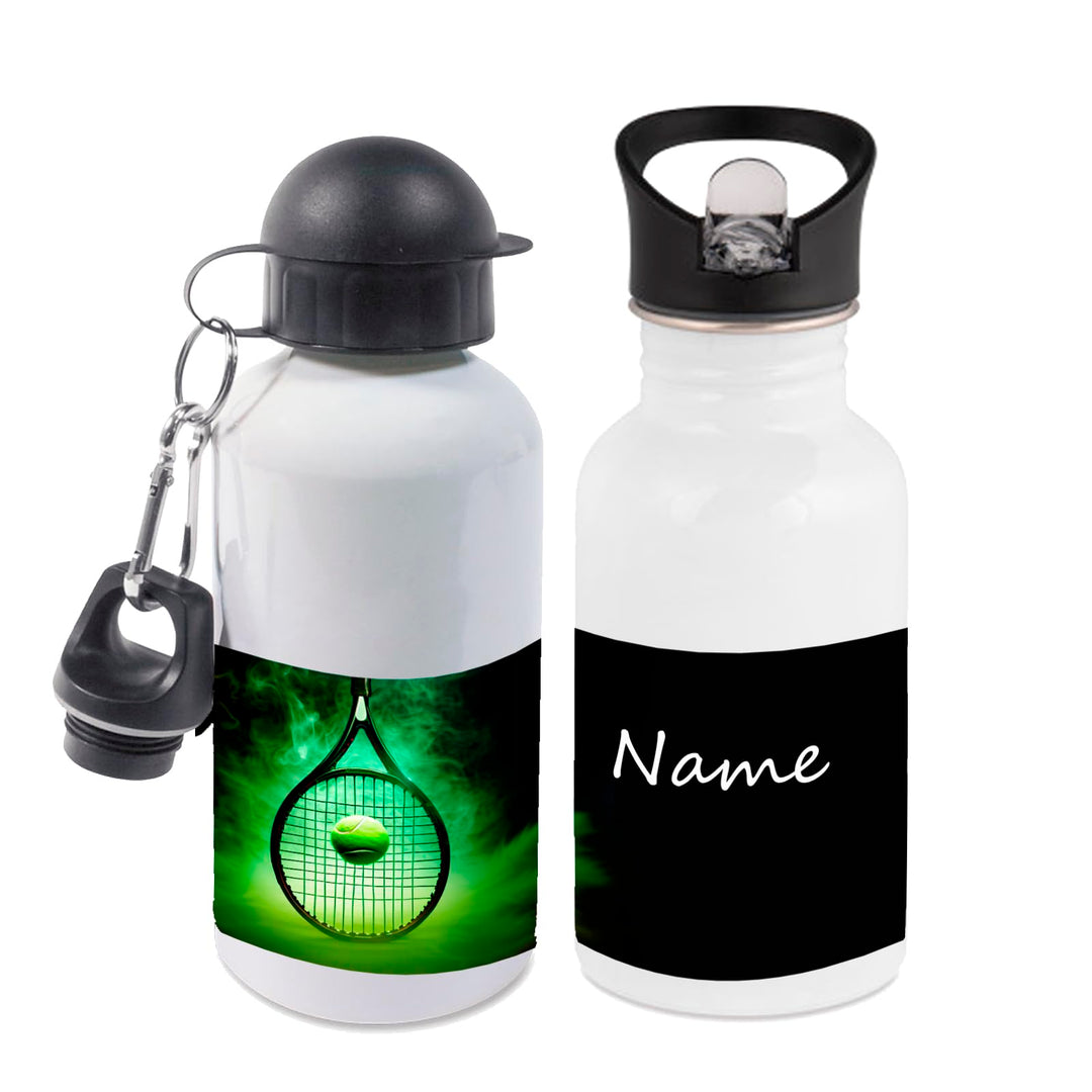 Trinkflasche personalisiert mit Name, Tennis | 400ml, 500ml oder 600ml, Schriftwahl für Name, Edelst