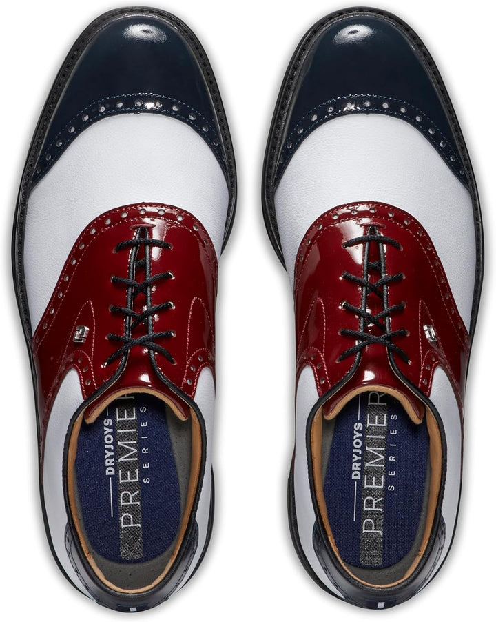 FootJoy Herren Premiere Serie Wilcox Golfschuh 39.5 EU Rot Weiss Blau, 39.5 EU Rot Weiß Blau
