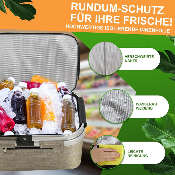 Nagoyuki 30L Einkaufskorb, Kühltasche, Faltbarer Kühlkorb, Doppellagige Einkaufstasche, Praktischer
