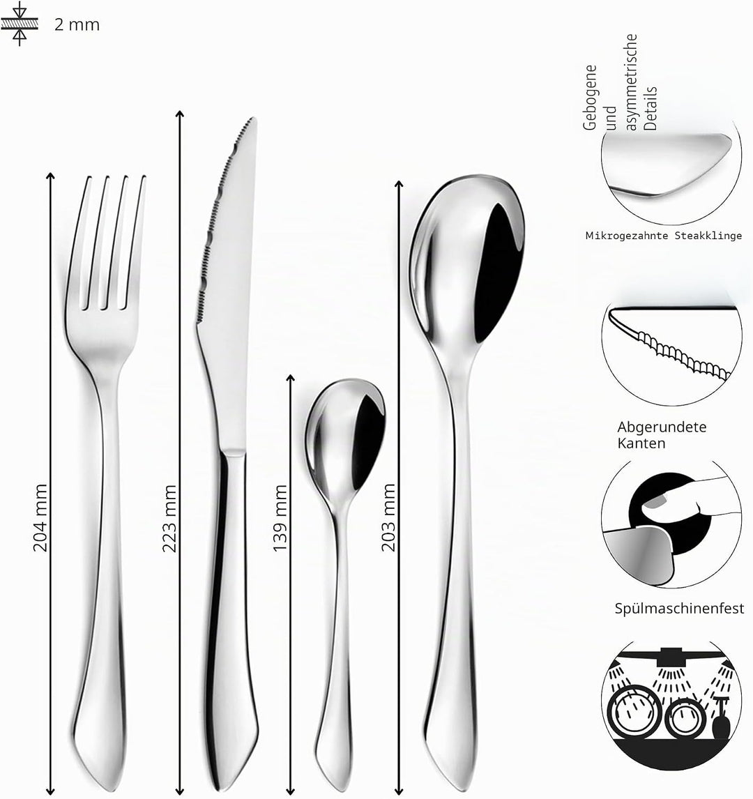 Amefa INSTINCT Besteck Set 6 Personen | 24-teilig | Edelstahl 18/0 hochglanzpoliert | je 6x Tafelgab