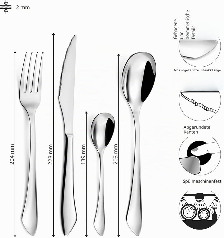 Amefa INSTINCT Besteck Set 6 Personen | 24-teilig | Edelstahl 18/0 hochglanzpoliert | je 6x Tafelgab