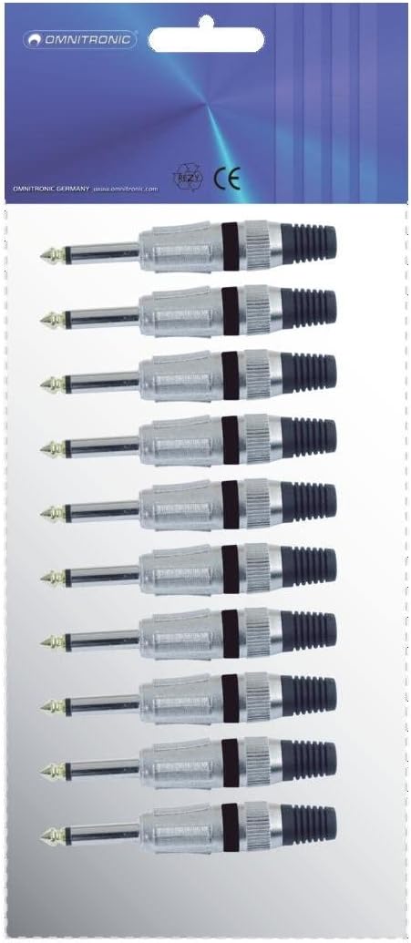 OMNITRONIC Klinkenstecker 6,3 mono sw ROAD 10x | Hochwertige Metallausführung