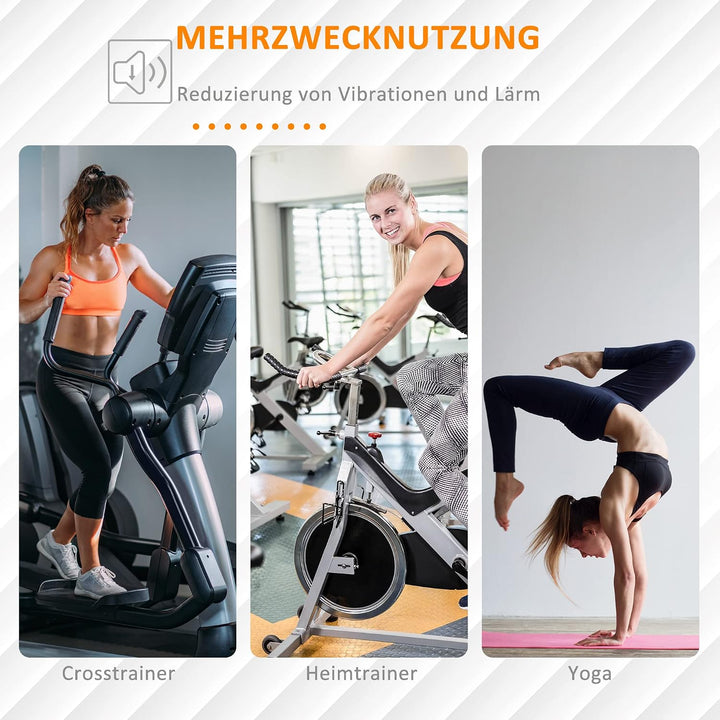 HOMCOM Bodenschutzmatte für Fitnessgeräte Rutschfest 180x90 cm Schwarz | Fitnessmatte 6 mm Dicke, Un