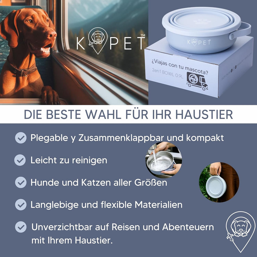 KPET® 2-in-1 Hundenapf Faltbar Für Unterwegs, Futternapf Hund Ideal Für den Alltag, Trinknapf Für de