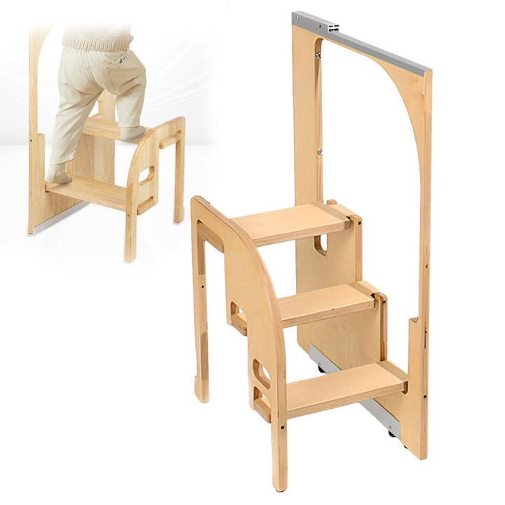 Klappbarer Tritthocker für Erwachsene, zusammenklappbarer Tritthocker aus Holz für die Küche, 200 kg