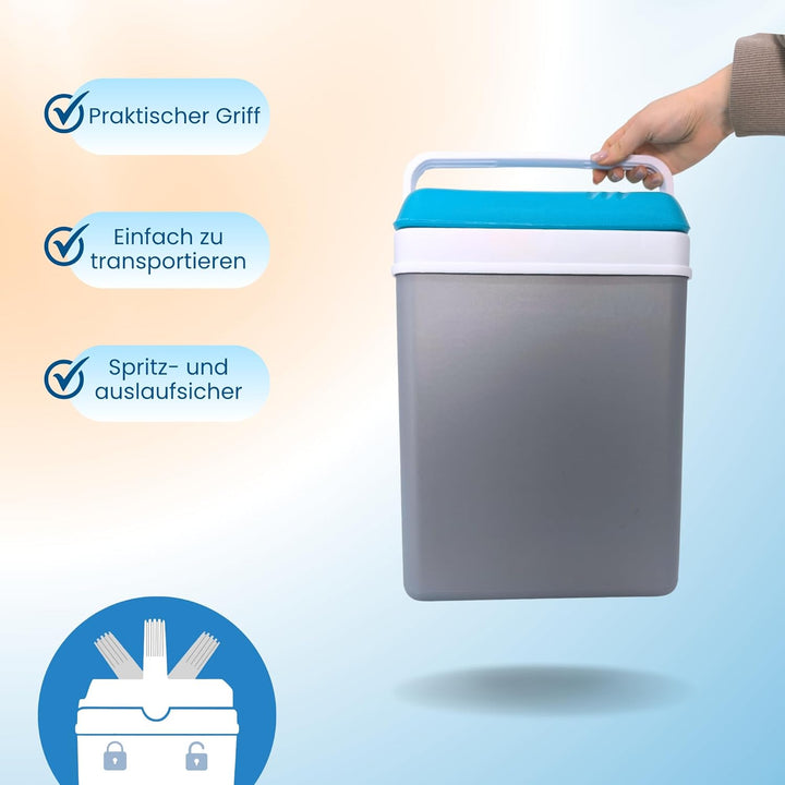 Kühlbox 15L Kompakt Passiv – Eisbox ohne Strom, Tragbare Kühltasche für Camping, Picknick & Strand,