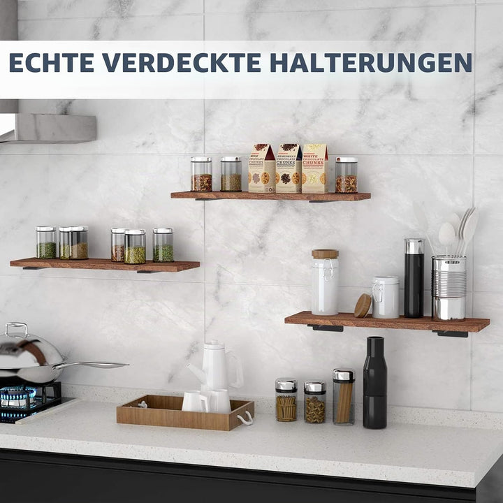 6 Stück schwebende Regalhalterungen, 15,2 cm, robuste industrielle Regalhalterung, schwarzes Metall,