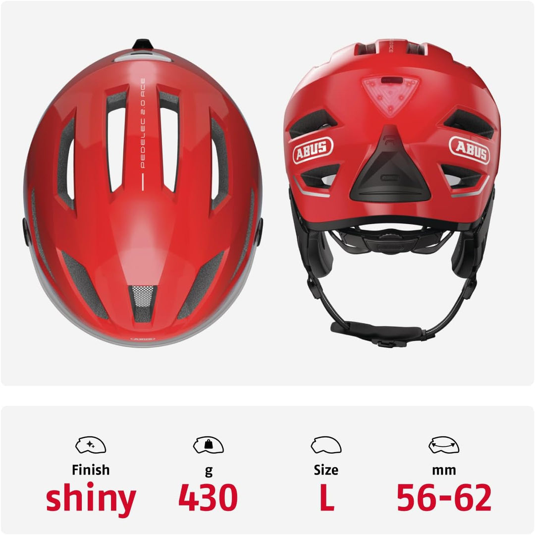 ABUS Stadthelm Pedelec 2.0 ACE - Fahrradhelm mit Rücklicht, Visier, Regenhaube, Ohrenschutz - für Da