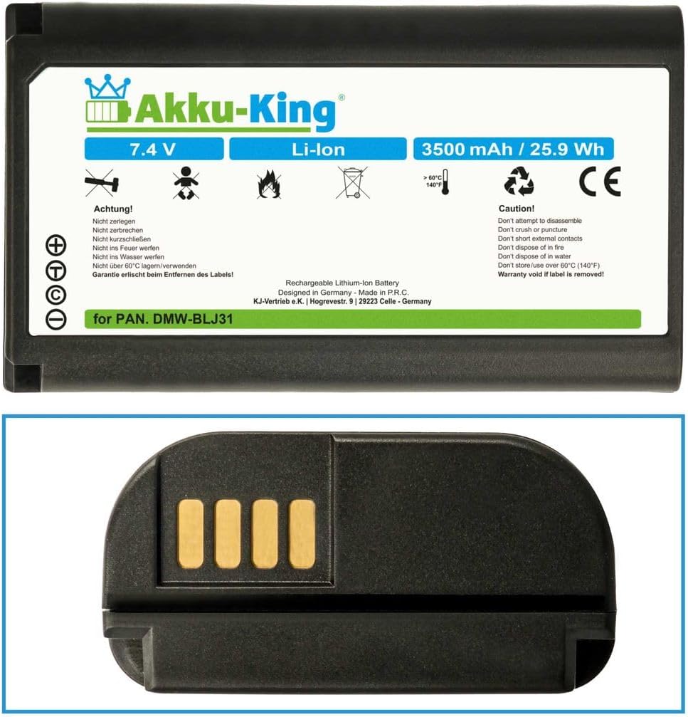 Akku-King Akku kompatibel mit Panasonic DMW-BLJ31 - Li-Ion 3500mAh - für Panasonic Lumix DC-S1, DC-S