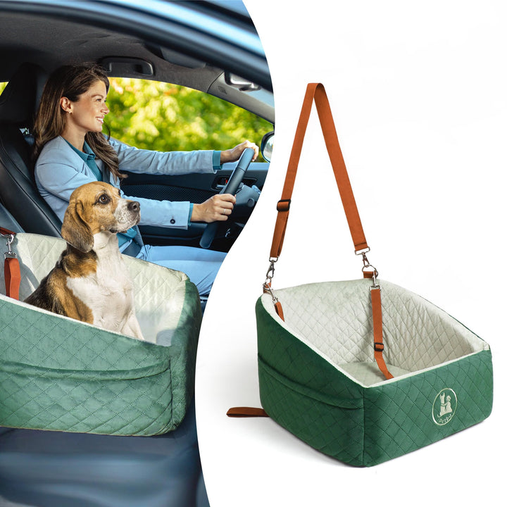 Hunde Autositz für Kleine Hunde – Crash-Schutz, Anti-Rutsch, Schützt Autoinnenraum, Abnehmbar & Wasc