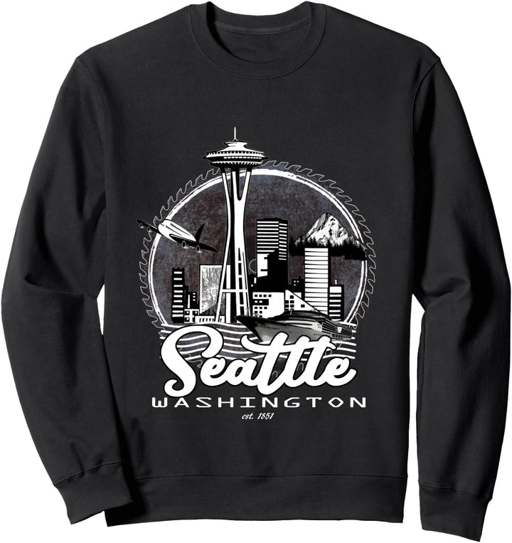 Seattle Pacific Northwest Emerald City Space-Needle Souvenir Sweatshirt