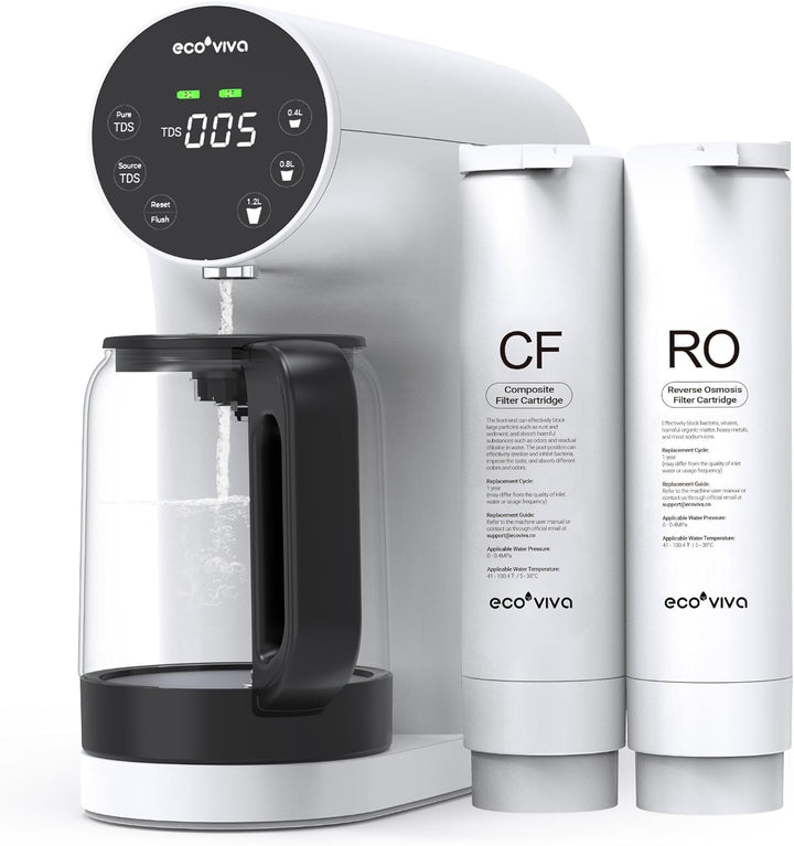 Ecoviva Auftisch Osmoseanlage, Trinkwasser Umkehrosmoseanlage mit 5-stufige Filtration, Echtzeit-TDS