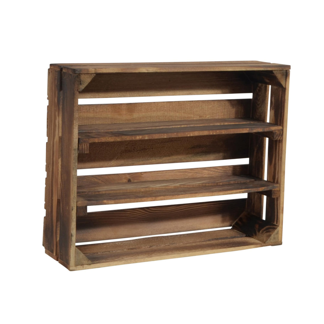 4 Set Holzregal Schmalhanz 50x40x15cm - Geflammt 2X langes Regal 50x40x15cm Dunkel Geflammt 4, 50x40