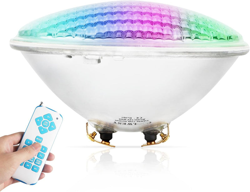 COOLWEST LED Poolbeleuchtung, 72W RGBW Unterwasser Licht IP68 Wasserdicht Teichbeleuchtung, AC/DC 12