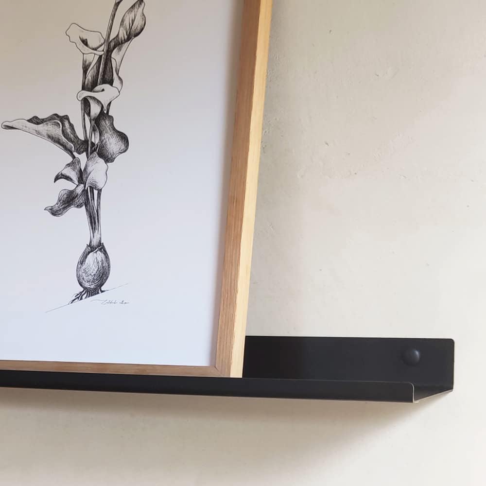 MILUKA Wandregal Schwarz Metall | 2er Set Regal Wand 70 cm Long | Wandboards, Für Dekos, Bilderrahme