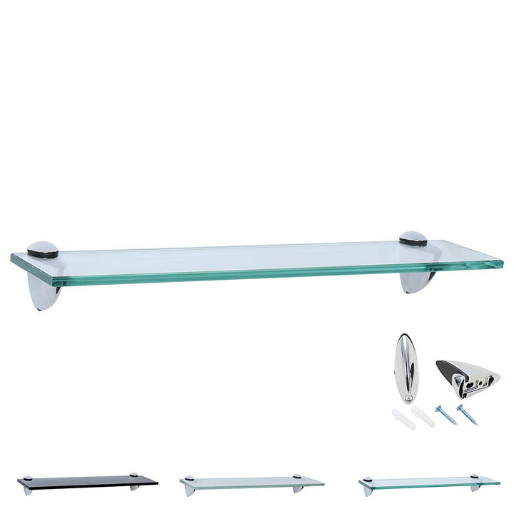 Rapid Teck Glas Wandregal Klarglas transparent 80cm x 20cm - Glasregal mit 8mm ESG Sicherheitsglas -