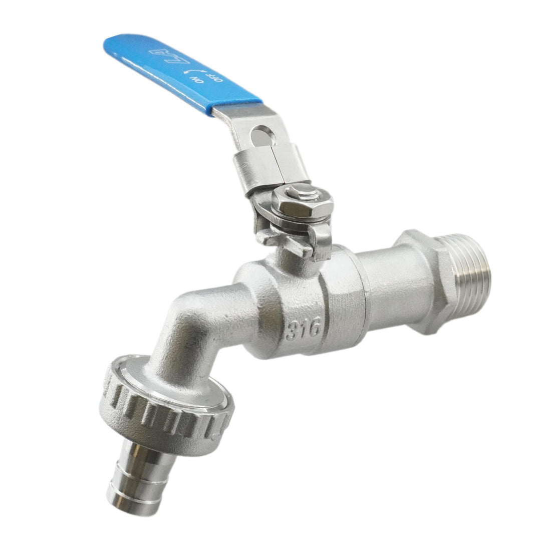Kugelauslaufhahn Edelstahl V4A - PN 16 - Kugelhahn Wasserhahn, Druckluft - G 1/2" - G 3/4" - G 1" -