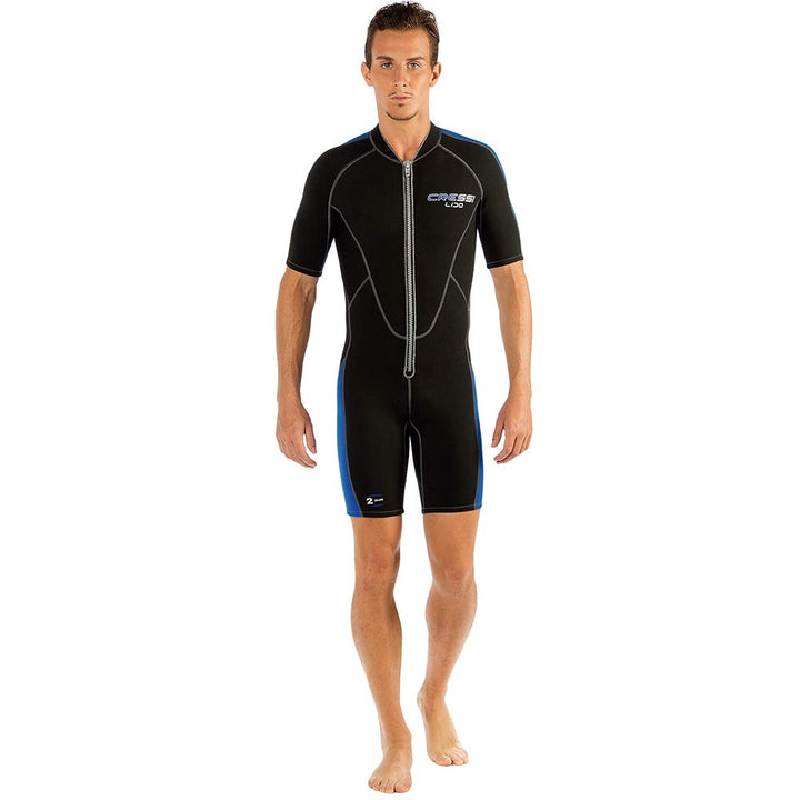 Cressi Lido Man - Shorty Neopren High Stretch 2 mm Neoprenanzug für Herren Schwarz -Blau XXL, Schwar