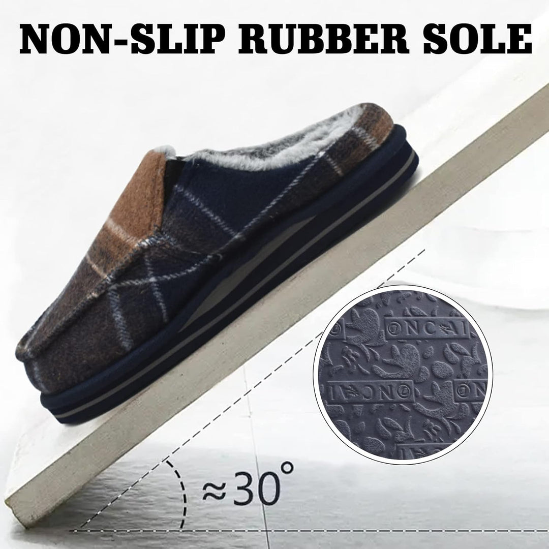 ONCAI Hausschuhe Herren Komfort Pantoffeln Plüsch Streifen Hüttenschuhe Wärme Cord Flauschig Slipper