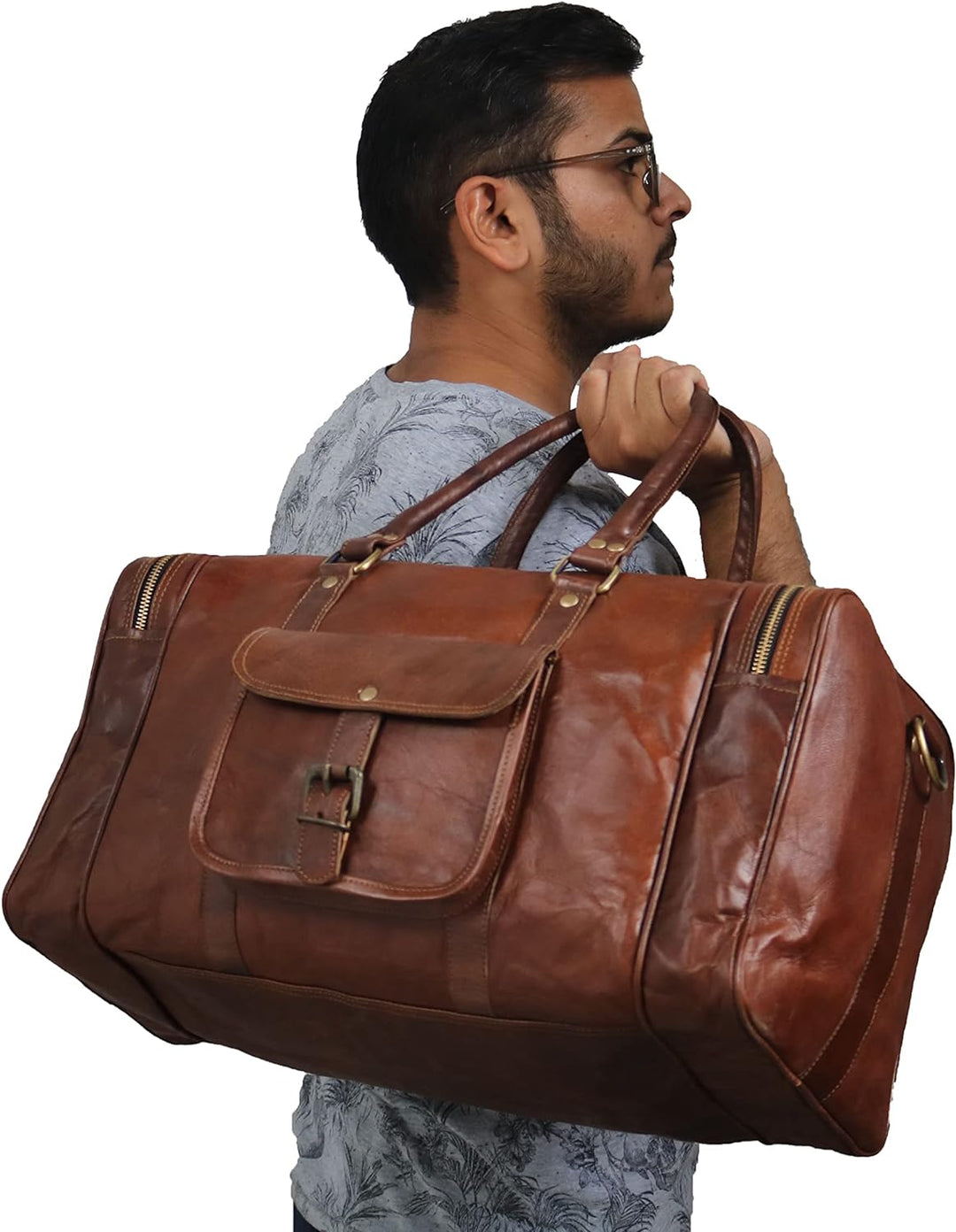 Jaald 50 cm Echt Leder Ledertasche Weekender Gepäck Reisetasche Reisegepäck Sporttasche Duffel Tasch